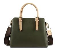 bugatti Ella Damen Handtasche Bowling-Bag Shopper mittelgroß, Olive | Applikationen in Goldoptik, Kunstleder, mit Schulterriemen