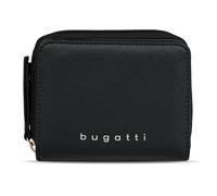 bugatti Ella kleines Portemonnaie für Damen, Frauen-Geldbeutel in Saffiano-Art aus Kunstleder, Damen-Geldbörse in schwarz