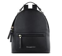 bugatti Ella Rucksack klein für Damen, modischer Tagesrucksack in Saffiano-Art aus Kunstleder, schwarz
