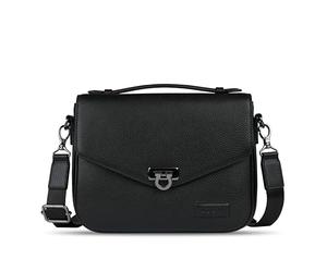 bugatti Elsa Classic Bag aus Leder für Damen, Frauen-Handtasche mit Schulterriemen, schwarz