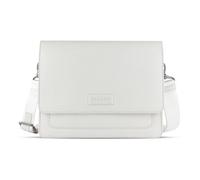 bugatti Elsa Schultertasche M mit Überschlag, Damen-Umhängetasche aus Leder in weiß