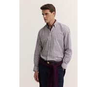 Langarmhemd BUGATTI "Modern Fit", Herren, Gr. M, Normalgrößen, lila (790, brombeere), 100% Baumwolle, unifarben, normal, Hemden, Modern Fit Poplin Button-Down-Kragen (67028334-M) 790, brombeere