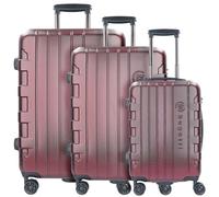 Bugatti Hartschalen Kofferset Galatea (S, M & L) - 4 Rollen 3er Reisekoffer Set, Rot mit TSA Zahlenschloss