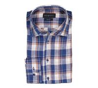 bugatti Hemd Herren Regular Fit Langarm Leinen blau, M