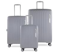 bugatti Hera 3er Hartschalen-Koffer-Set mit 4-Rollen (S,M,L), leichte Reise-Koffer aus PP Light und Handgepäck-Trolley, hellgrau