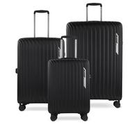 bugatti Hera 3er Hartschalen-Koffer-Set mit 4-Rollen (S,M,L), leichte Reise-Koffer aus PP Light und Handgepäck-Trolley, schwarz