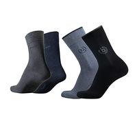 bugatti Herren 4er Pack Logo + uni basic schwarz, jeans melange | Herrensocken,4er Pack,Baumwollsocken,atmungsaktiv,weich,Komfortbund,verstärkte Ferse,verstärkte Spitze,formstabil,langlebig