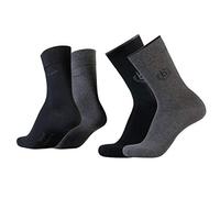 bugatti Herren 4er Pack Logo + uni basic schwarz, jeans melange, Size:43-46, Farben:blk/ant