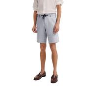 Bermudas BUGATTI, Herren, Gr. 48, Normalgrößen, blau (360, blau), 56% Baumwolle, 43% Leinen, 1% Elasthan, unifarben, normal, Hosen Bermudas, mit Stretchfunktion (45423261-48) 360, blau