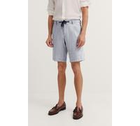 Bermudas BUGATTI, Herren, Gr. 56, Normalgrößen, blau (360, blau), 56% Baumwolle, 43% Leinen, 1% Elasthan, unifarben, normal, Hosen Bermudas, mit Stretchfunktion (45423261-56) 360, blau