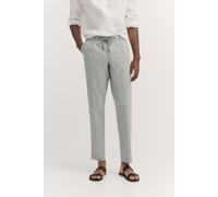 Bundfaltenhose BUGATTI, Herren, Gr. 40, Länge 32, grau (270, dunkelgrau), 56% Baumwolle, 42% Leinen, 2% Elasthan, unifarben, gerade, unten schmal, Hosen, mit Baumwoll-Leinen-Mix (92538041-40) 270, dun