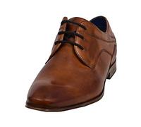 bugatti Herren Business Halbschuh aus Hochwertigem Leder, Derby mit Eleganter Liniengestaltung, Cognac, 43 EU