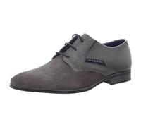 bugatti Herren Business Schnürschuh Mattia Eco aus Glattleder in Grau mit 3 Loch Schnürung. grau Gr. 45