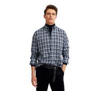Langarmhemd BUGATTI "Modern Fit", Herren, Gr. M, Normalgrößen, 390, marine, 100% Baumwolle, kariert, normal, eckige 2-Knopf-Manschette, Hemden, kariert mit Brusttasche & Easy-Care (74326448-M) 390, ma