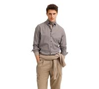 Langarmhemd BUGATTI "Easy Care", Herren, Gr. L, Normalgrößen, 90, braun, 100% Baumwolle, kariert, casual, normal, Langarm eckige 2-Knopf-Manschette, Hemden, kariert mit Button-Down-Kragen (59167710-L)