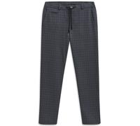 Chinohose BUGATTI "Slim Fit", Herren, Gr. 38, Länge 32, blau (370, marine), 87% Polyester, 9% Viskose, 4% Elasthan, Glencheckmuster, slim fit, Hosen Chinohose, Glencheck mit Stretch & Kordelzug (11241
