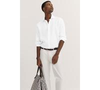 Langarmhemd BUGATTI, Herren, Gr. XXL, Normalgrößen, weiß (10, weiß), 100% Leinen, unifarben, normal, eckige 2-Knopf-Manschette, Hemden, aus Leinen (75406700-XXL) 10, weiß