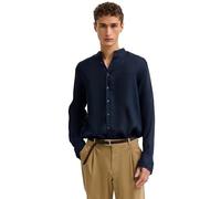 bugatti Herren Hemd Langarm 100% Leinen Modern Fit Stehkragen