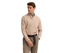 Langarmhemd BUGATTI "Soft Cotton", Herren, Gr. 3XL, Normalgrößen, 40, beige, 100% Baumwolle, Fischgratmuster, normal, eckige 2-Knopf-Manschette, Hemden, im Modern Fit mit Button-Down Kragen (45158247-
