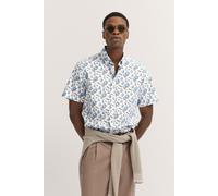 Kurzarmhemd BUGATTI, Herren, Gr. L, Normalgrößen, 320, hellblau, 100% Baumwolle, gemustert, casual, normal, Kurzarm, Hemden, mit Button-Down-Kragen (18824416-L) 320, hellblau