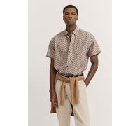 Kurzarmhemd BUGATTI, Herren, Gr. M, Normalgrößen, beige (60, taupe), 100% Baumwolle, gepunktet, normal, Hemden, mit Button-Down-Kragen (93375536-M) 60, taupe