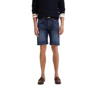 Bermudas BUGATTI, Herren, Gr. 54, Normalgrößen, blau (385, mittelblau), 87% Baumwolle, 11% Polyester, 2% Elasthan, unifarben, normal, Hosen Bermudas, im Used-Wash-Design (18669804-54) 385, mittelblau