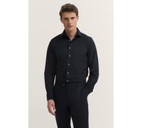 Langarmhemd BUGATTI, Herren, Gr. L, Normalgrößen, 390, marine, 91% Baumwolle, 9% Elasthan, unifarben, casual, normal, Langarm eckige 2-Knopf-Manschette, Hemden, mit Kentkragen (48411949-L) 390, marine