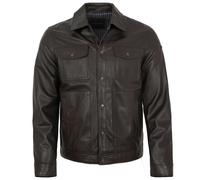 Bugatti - Herren Lederjacke Lammnappa im Jeansjacken Style dunkelbraun : 50