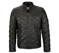 Bugatti - Herren Lederjacke Steppjacke Lammnappa schwarz : 58
