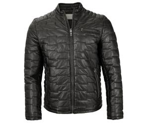 Bugatti - Herren Lederjacke Steppjacke Lammnappa schwarz : 58