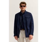 Kurzjacke BUGATTI "Regular Fit", Herren, Gr. 50, 390, marine, 100% Leinen, unifarben, regular fit, Jacken Kurzjacke, Pure linen mit Stehkragen (30629049-50) 390, marine