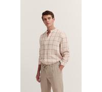 Langarmhemd BUGATTI, Herren, Gr. XL, Normalgrößen, 30, beige, 100% Leinen, gestreift, casual, regular fit, Langarm eckige 2-Knopf-Manschette, Hemden, mit Karo-Muster (89881704-XL) 30, beige