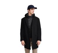 Kurzmantel BUGATTI, Herren, Gr. 46, schwarz, 77% Polyamid, 23% Elasthan, unifarben, normal, normaler Saum, Mäntel, mit abnehmbarer Kapuze (39586829-46) schwarz