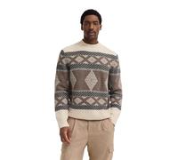 bugatti Strickpullover Regular Fit Stehkragen gerippte Abschlüsse Woll-Mix Beige Größe M