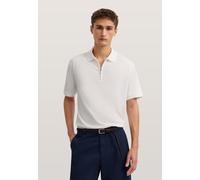 Poloshirt BUGATTI, Herren, Gr. M, 10, weiß, 50% Baumwolle, 50% Polyester, unifarben, normal, ohne Ausschnitt, Shirts, mit kurzem Reißverschluss (89302551-M) 10, weiß