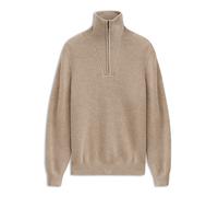 Troyer BUGATTI "Regular Fit", Herren, Gr. 3XL, 30, beige, Sweatware, 80% Wolle, 20% Polyamid, unifarben, regular fit, ohne Ausschnitt, Rippbündchen, Pullover Troyer, mit Ripp-Struktur & hohem Stehkrag