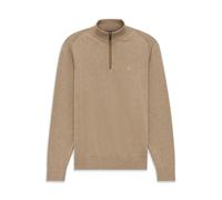 Troyer BUGATTI "Regular Fit", Herren, Gr. XL, 40, beige, Sweatware, 100% Baumwolle, unifarben, regular fit, ohne Ausschnitt, Pullover Troyer, aus Baumwolle mit Stehkragen (19597106-XL) 40, beige