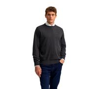 Rundhalspullover BUGATTI "Regular Fit", Herren, Gr. XL, 280, dunkelgrau, Strick, 100% Baumwolle, unifarben, regular fit, Rundhals, Rippbündchen, Pullover Rundhalspullover, Basic Essential aus reiner B