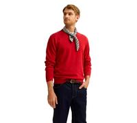 Rundhalspullover BUGATTI "Regular Fit", Herren, Gr. XL, 960, rot, Sweatware, 100% Baumwolle, unifarben, regular fit, Rundhals, Rippbündchen, Pullover, Basic Essential aus reiner Baumwolle (23697201-XL