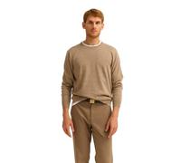Rundhalspullover BUGATTI "Regular Fit", Herren, Gr. 3XL, 50, beige, Sweatware, 100% Baumwolle, unifarben, regular fit, Rundhals, Rippbündchen, Pullover Rundhalspullover, Basic Essential aus reiner Bau