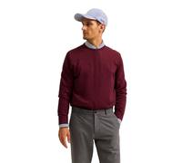 Rundhalspullover BUGATTI "Regular Fit", Herren, Gr. L, rot (790, brombeere), Strick, 100% Baumwolle, unifarben, regular fit, Rundhals, Rippbündchen, Pullover Rundhalspullover, Basic Essential aus rein