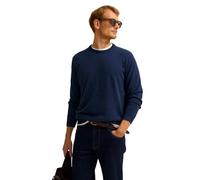 Rundhalspullover BUGATTI "Regular Fit", Herren, Gr. L, 370, marine, Sweatware, 100% Baumwolle, unifarben, regular fit, Rundhals, Rippbündchen, Pullover, Basic Essential aus reiner Baumwolle (98220803-