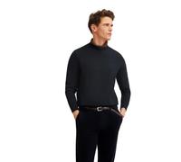 Rundhalspullover BUGATTI "Regular Fit", Damen, Gr. XXL, blau (390, marine), Sweatware, 95% Baumwolle, 5% Kaschmir, unifarben, regular fit, Rundhals, Rippbündchen, Pullover Rundhalspullover, aus Baumwo