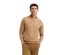 Rundhalspullover BUGATTI "Regular Fit", Damen, Gr. XL, beige (40, beige), Strick, 95% Baumwolle, 5% Kaschmir, unifarben, regular fit, Rundhals, Rippbündchen, Pullover Rundhalspullover, aus Baumwolle-K