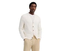 Cardigan BUGATTI "Regular Fit", Herren, Gr. XL, 20, ecru, Strick, 50% Baumwolle, 50% Polyester, unifarben, regular fit, V-Ausschnitt, Rippbündchen, Strickjacken, mit V-Ausschnitt und Ripp-Struktur (78