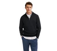 bugatti Pullover Troyer Herren Stehkragen Kaschmir-Anteil Regular Fit Blau 3XL