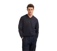V-Ausschnitt-Pullover BUGATTI "Basic Essential", Herren, Gr. S, blau (marine), 100% Baumwolle, regular fit, V-Ausschnitt, Rippbündchen, Pullover, aus reine Baumwolle (62202908-S) marine