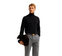 Rollkragenpullover BUGATTI "Regular Fit", Herren, Gr. L, schwarz (290, schwarz), Strick, 100% Baumwolle, unifarben, regular fit, ohne Ausschnitt, Rippbündchen, Pullover Rollkragenpullover, aus reiner