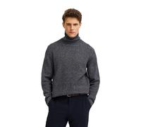Rollkragenpullover BUGATTI "Regular Fit", Herren, Gr. L, grau (240, grau), 80% Wolle, 20% Polyamid, unifarben, regular fit, ohne Ausschnitt, Rippbündchen, Pullover, Grobstrick aus einem Wollmix (58151