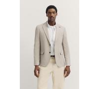 Sakko BUGATTI, Herren, Gr. 48, beige (30, beige), 41% Polyester, 30% Viskose, 17% Baumwolle, 9% Leinen, 3% Elasthan, unifarben, normal, Manschette, Sakkos, mit Reverskragen und Stretchfunktion (336957